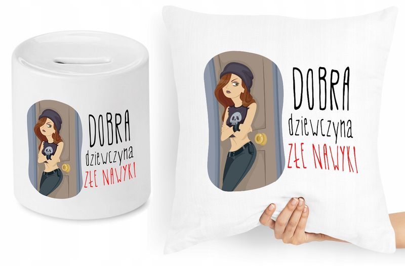 Dla Dziewczyny Zestaw Poduszka + Skarbonka Prezent Z Nadrukiem Ze Zdjęciem zdjęcie 1