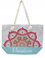 DeDa - materiałowa torba plażowa etniczne wzory miętowy D06-3