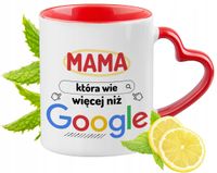 Dla Mamy Kubek Czerwony Z Uszkiem W Kształcie Serca Na Prezent Z Nadrukiem