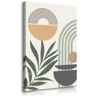 Obraz Na Płótnie Gałązki Oliwne Słońce Styl Boho Abstrakcja 70cm x 100cm