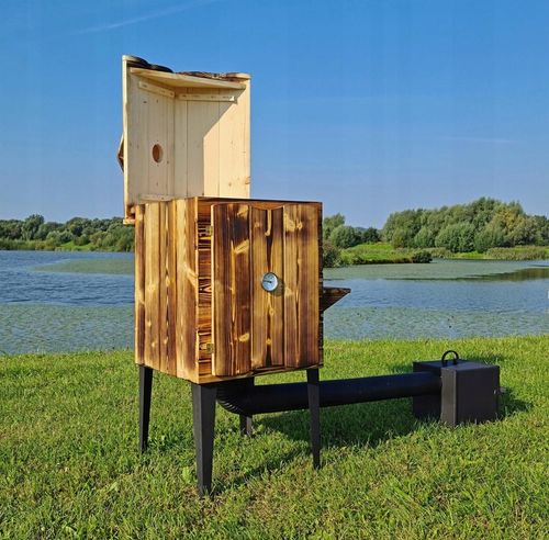 WĘDZARNIA DREWNIANA DOMOWA OGRODOWA WĘDZARNIK PALENISKO RURY GOTOWY ZESTAW na Arena.pl