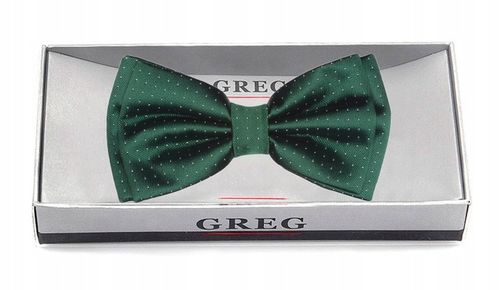 ZIELEŃ BUTELKOWA Żakardowa Muszka Męska w Groszki Greg MUCHA + PUDEŁKO na Arena.pl