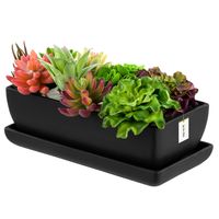 Donica Kaktusiarka ceramika nowoczesna Czarny Mat loft 29cm Prostokąt