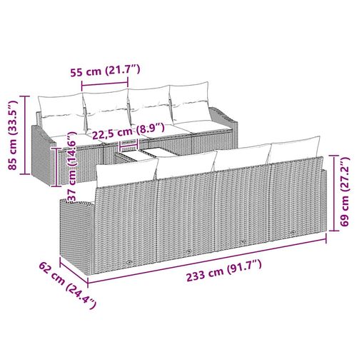 Zestaw Sof na Ogród z poduszką 7 pcs Czarny 55 x 55 x 37 cm na Arena.pl