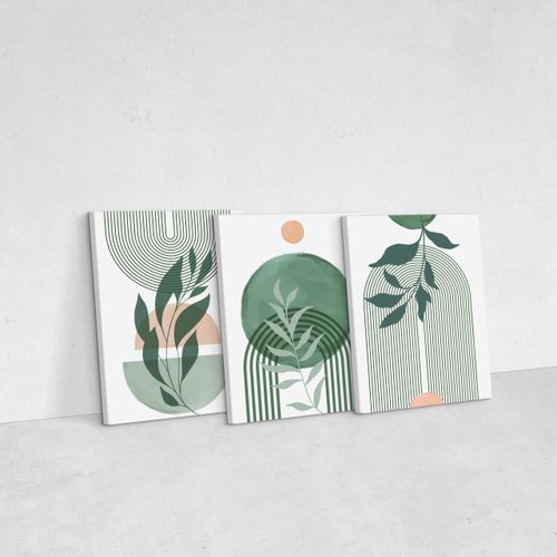 Obrazy Do Salonu Set Natura Boho Liście Tropikalne Akwarele 90cm x 40cm na Arena.pl