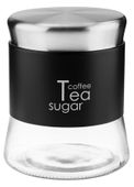 Pojemnik szklany GRENO 750 ml kawa herbata cukier stal malowana proszkowo czarny