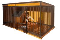 Kojec dla Psów 4x2m Drewniana Podłoga uchwyt Miski Wiatrołap ściany NB185