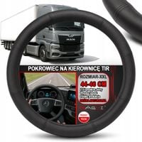NAKŁADKA NA KIEROWNICĘ TIR BUS SKÓRZANY POKROWIEC CZARNA SKÓRA 44-46 CM