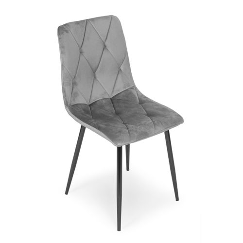 Komplet 4 krzeseł krzesło pikowane welurowe do jadalni i salonu szare na Arena.pl