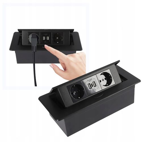 GNIAZDO CHOWANE W BLAT NABLATOWE + 2 USB CZARNE na Arena.pl