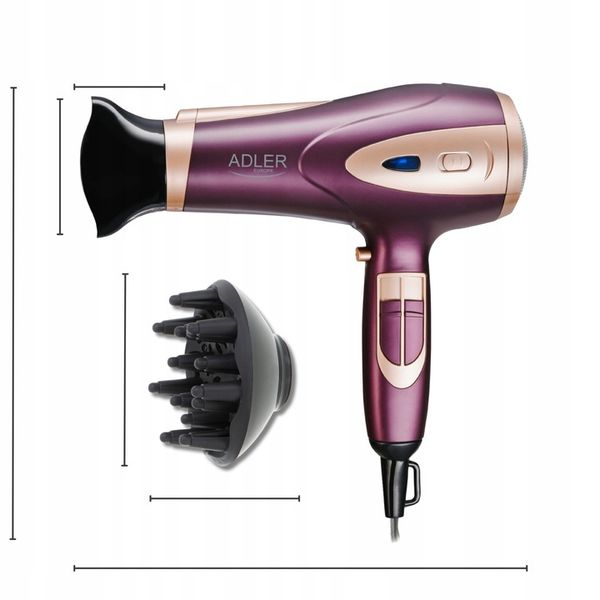 Suszarka do włosów 2400W Z JONIZACJĄ Zimny nawiew + Koncentrator i Dyfuzor zdjęcie 9