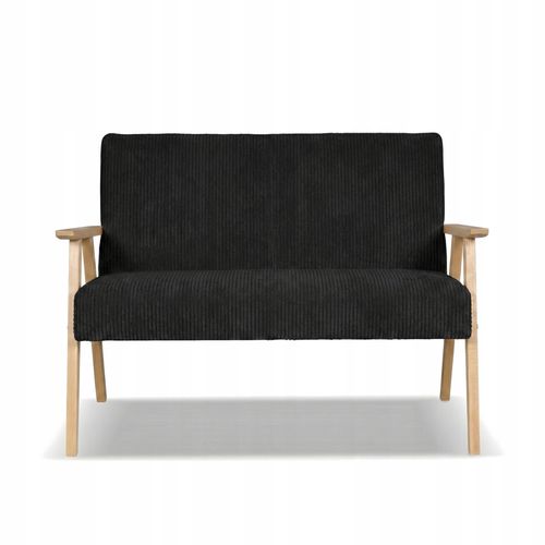 Sofa w stylu PRL retro vintage SOLER Family Meble czarny sztruks Anafi na Arena.pl