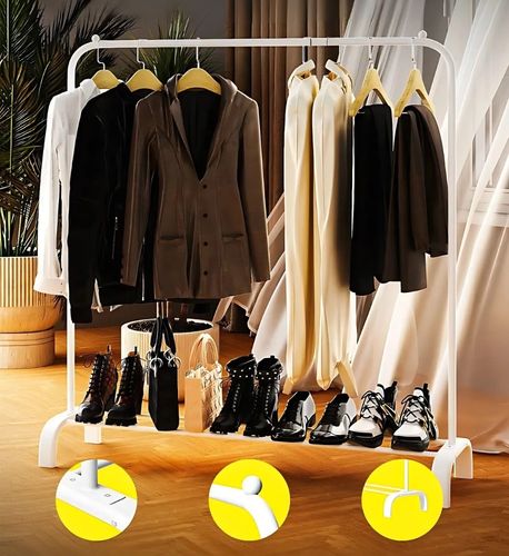 Wieszak stojący podłogowy na ubrania TRILO biały na Arena.pl