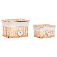 Pudełko ozdobne Home ESPRIT Naturalny wiklinowy Boho (2 Części)
