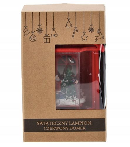 LAMPION ŚWIĄTECZNY Z WKŁADEM LED POZYTYWKA DOMEK CZERWONY 12 x 9 x 19,5 CM na Arena.pl