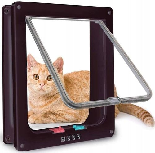 DRZWI Z KLAPĄ DLA PSA KOTA DRZWICZKI WAHADŁOWE KLAPA 4 SPOSOBY BRĄZ L na Arena.pl