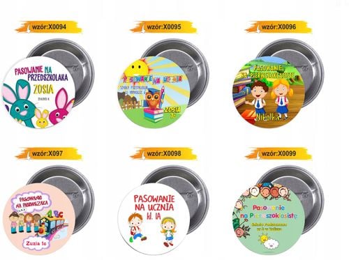 Przypinki buttony pasowanie na pierwszoklasiste na Arena.pl