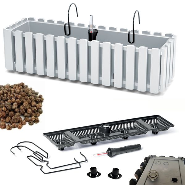 Skrzynka na balustradę DDEF600W Doniczka balkonowa + Keramzyt 1l zdjęcie 1