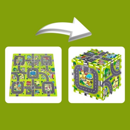 MATA EDUKACYJNA GRUBA 1cm 9szt PUZZLE PIANKOWE DLA DZIECI DROGA MIASTO na Arena.pl