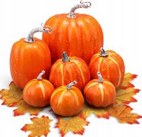 Dynia ozdoba jesienna sztuczne dynie Halloween zestaw 7 szt pomarańcz