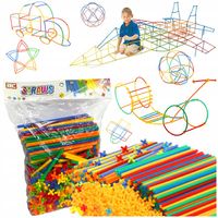 KLOCKI SŁOMKI KONSTRUKCYJNE DO BUDOWANIA RURKI PATYCZKI W WORECZKU 800 EL.