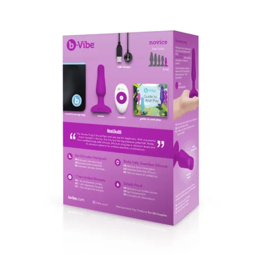 b-vibe novice plug fuchsia - bezprzewodowy model silikonowy, 10 cm na Arena.pl
