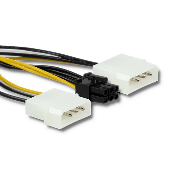 Qoltec Adapter 2x MOLEX żeński/ PCI-E 6pin męski | 15cm zdjęcie 1