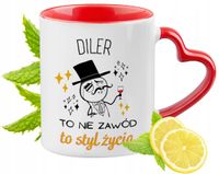 Kubek Czerwony Z Uszkiem W Kształcie Serca Dla Dilera Na Prezent