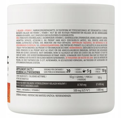 OstroVit Collagen + Vitamin C 200g Brzoskwinia Kolagen Witamina C Stawy na Arena.pl