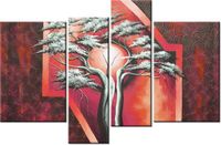 130CM 85 OBRAZ 4 ELEM SZKARŁATNE DRZEWO ŚCIENNY