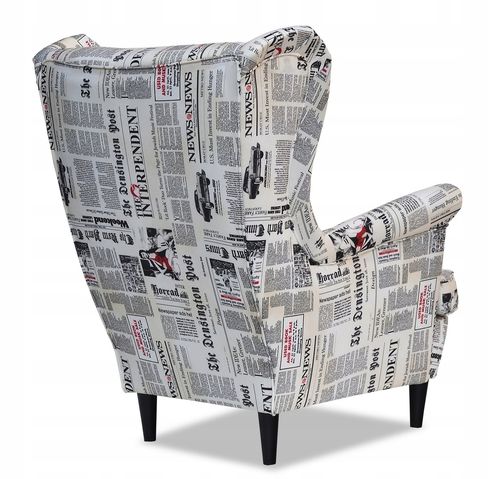 Fotel uszak ARI PRINT skandynawski Family Meble gazeta wzór design na Arena.pl