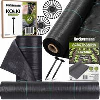 AGROWŁÓKNINA AGROTKANINA MATA ANTYCHWASTOWA 90g 1,6x50m + 50x KOŁKI