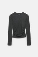 Pull&Bear Miękka w dotyku koszulka z marszczeniami M