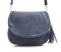 VERA PELLE torebka zamszowa listonoszka chlebak z paskiem V225 jeansowa