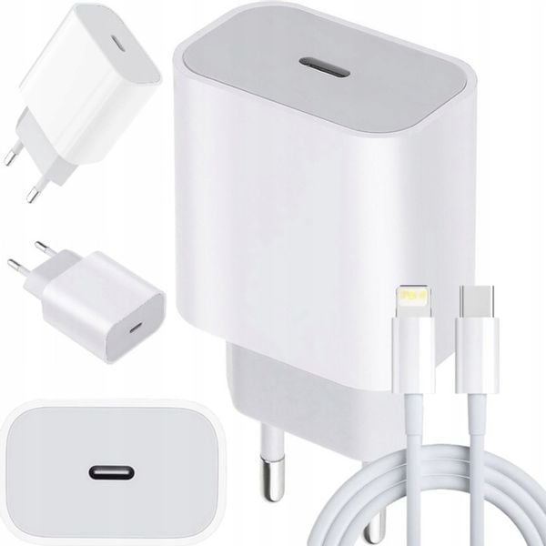SZYBKA ŁADOWARKA KOSTKA TYP-C 20W +KABEL DO IPHONE zdjęcie 1