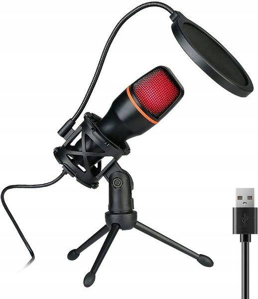 MIKROFON DO KOMPUTERA POJEMNOŚCIOWY GAMINGOWY STUDYJNY KARAOKE FILTR USB zdjęcie 12