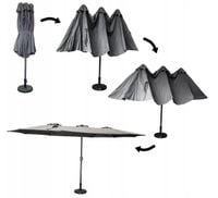 Podwójny parasol ogrodowy PHOENIX 2,7x4,6 m szary