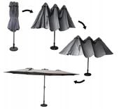 Podwójny parasol ogrodowy PHOENIX 2,7x4,6 m szary