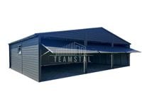 GARAŻ BLASZANY 9m x 6m 3x Brama + okno + rynny - antracyt TS491