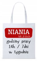 Torba Biała Eco Shopper Dla Niani Opiekunki Z Nadrukiem Ze Zdjęciem
