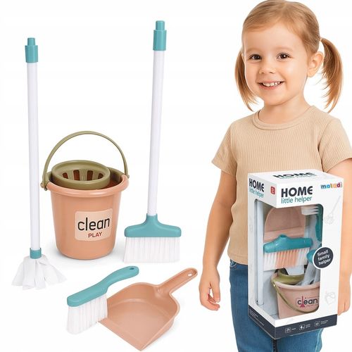 ZESTAW DO SPRZĄTANIA DLA DZIECI MOP WIADERKO MIOTŁA SZUFELKA MATADI na Arena.pl