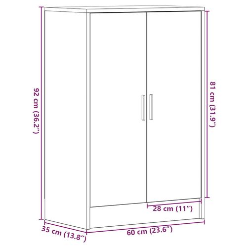 Szafka na buty, czarny dąb, 60x35x92 cm materiał drewnopochodny na Arena.pl