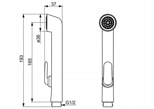 ORAS Słuchawka prysznicowa Bidetta 165/193mm gwint 1/2" NOWY MODEL ORYGINAŁ na Arena.pl