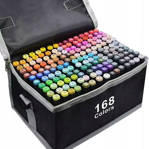 MARKERY ALKOHOLOWE 168szt. FLAMASTRY MAZAKI DWUSTRONNE PRO ZESTAW + TORBA na Arena.pl