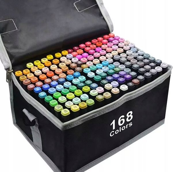 MARKERY ALKOHOLOWE 168szt. FLAMASTRY MAZAKI DWUSTRONNE PRO ZESTAW + TORBA zdjęcie 4