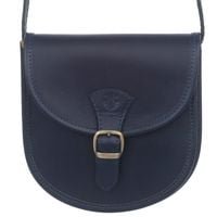 VERA PELLE torebka damska skórzana listonoszka z paskiem V607 granatowa