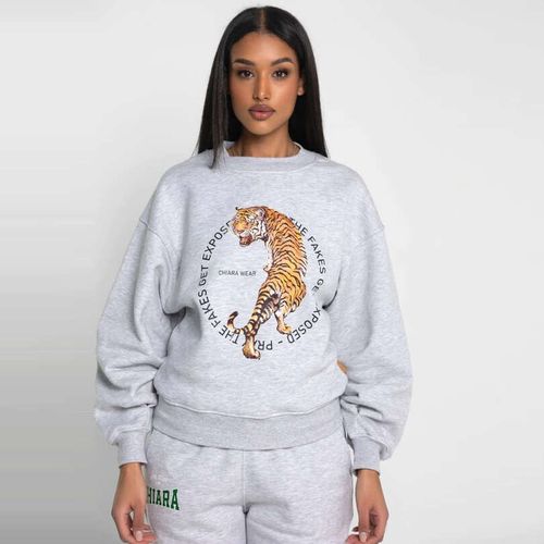 Chiara Wear - Bluza oversize nadruk CIRCLE - szara S/M na Arena.pl