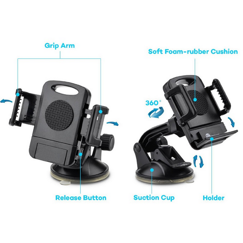 Uniwersalny UCHWYT SAMOCHODOWY TELEFONU do SZYBY na Arena.pl