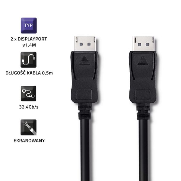 Qoltec DisplayPort v1.4 męski | DisplayPort v1.4 męski | 8K | 0.5m zdjęcie 3