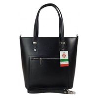 Włoska skórzana klasyczna torebka na ramię Vera Pelle ,format A4, Czarna VBZ66N